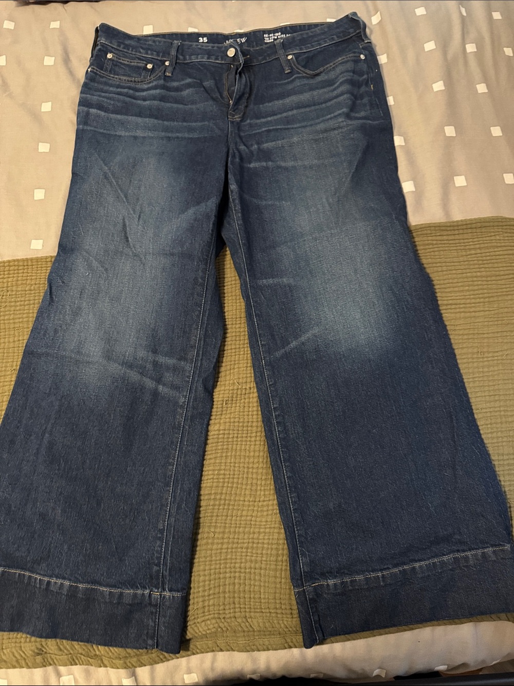 Women's Dark Blue Wide-Leg Denim Trouser